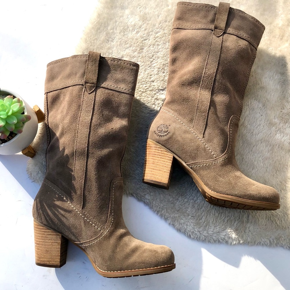 *🎉HP 🎉 Timberland | Earthkeepers Rudston taupe Suede Heeled Boots Size 8 - Picture 6 of 16